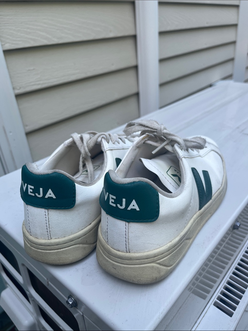 Veja White Sneakers with Teal Accents